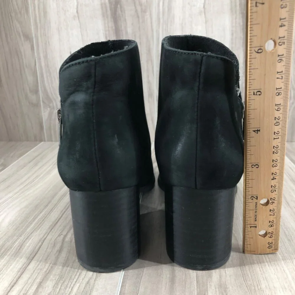 Seychelles Ankle Boots Womens 7 Chapparal Black Nubuck Leather Zip Booties